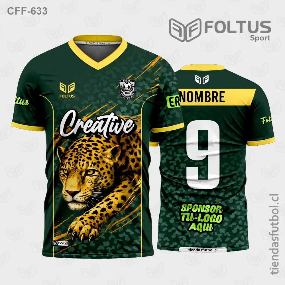 Camiseta de fútbol personalizadas CFF-633 verde con amarillo, estilo vibrante personalizado