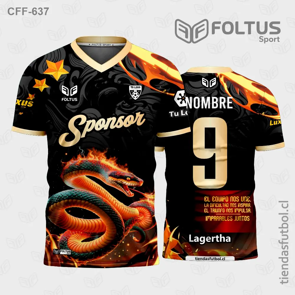Camiseta de fútbol personalizadas CFF-637 negro con dorado, diseño premium personalizado