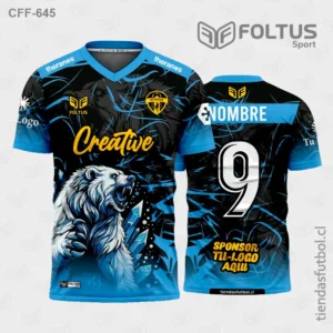 Camisetas de Fútbol con Diseño Celeste y Negro Personalizadas en Chile 2026