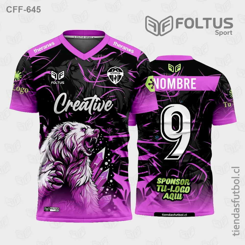 Camiseta de fútbol personalizadas CFF-645 rosado con negro, estética deportiva exclusiva