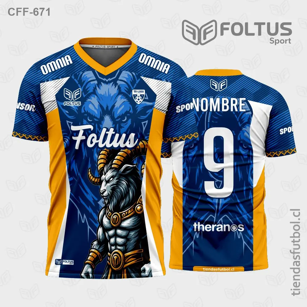 Camisetas de Fútbol Sublimadas Azul y Naranja Personalizadas en Chile 2026