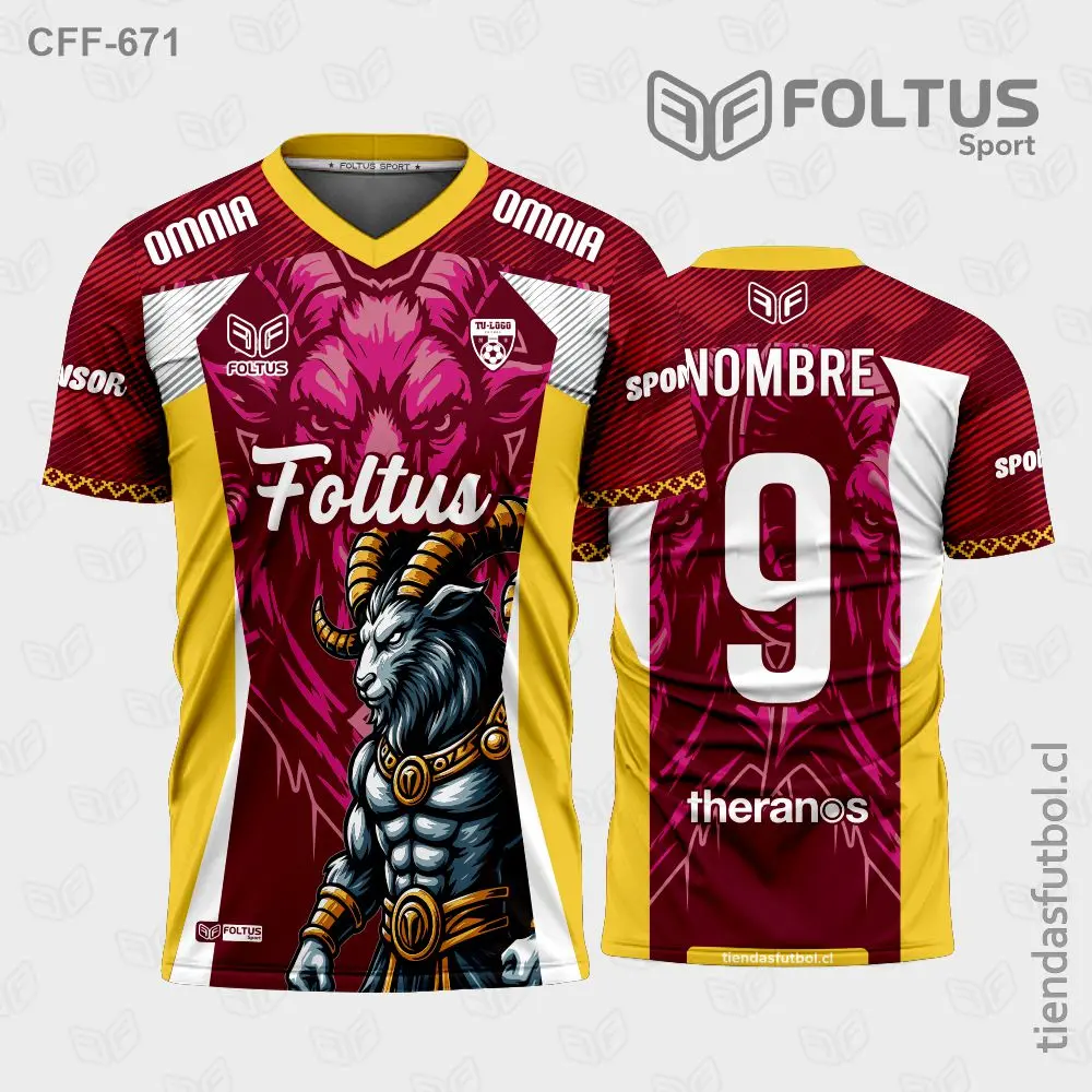 Camiseta de fútbol personalizadas CFF-671 burdeo con amarillo, estilo deportivo moderno