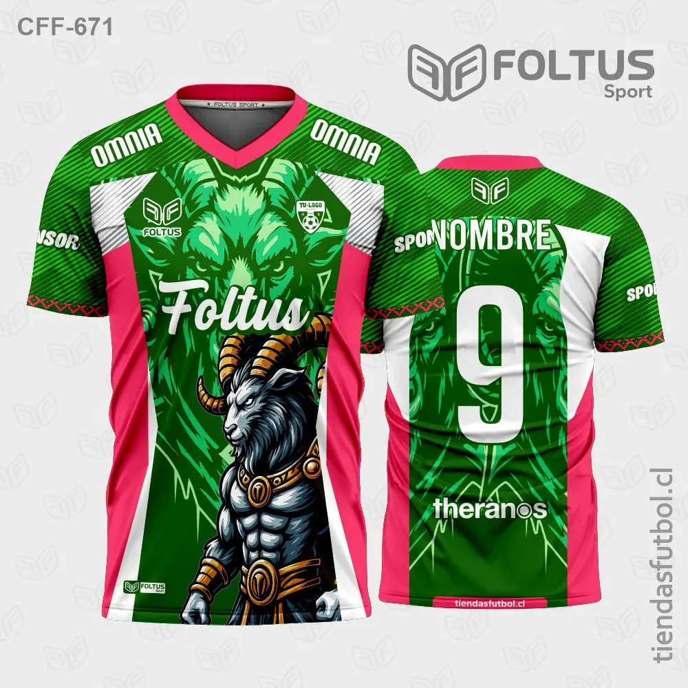 Camiseta de fútbol personalizadas CFF-671 verde con rojo, diseño vibrante personalizado